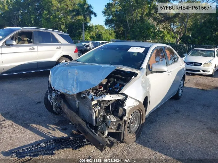 2017 Toyota Corolla Le VIN: 5YFBURHE4HP615671 Lot: 40216388