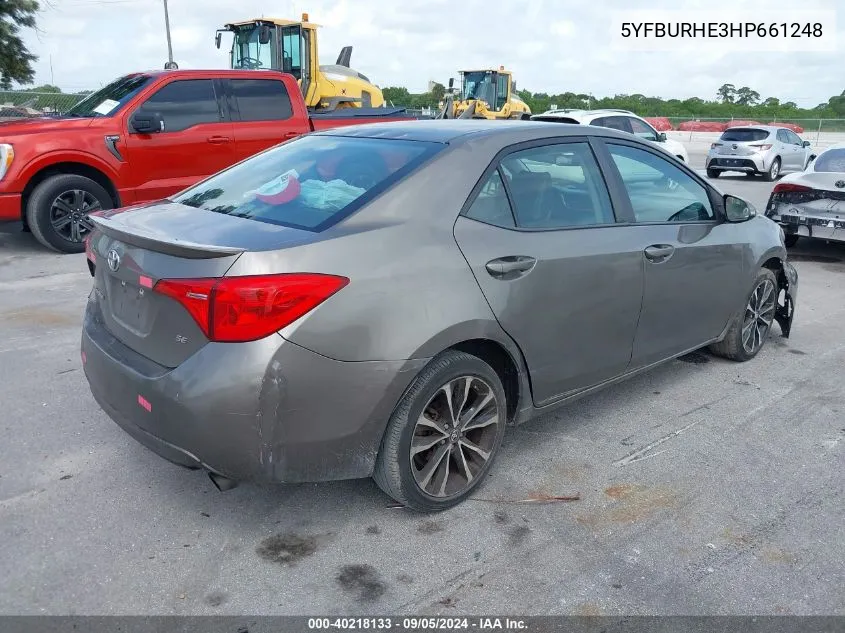 2017 Toyota Corolla L/Le/Xle/Se/Xse VIN: 5YFBURHE3HP661248 Lot: 40218133