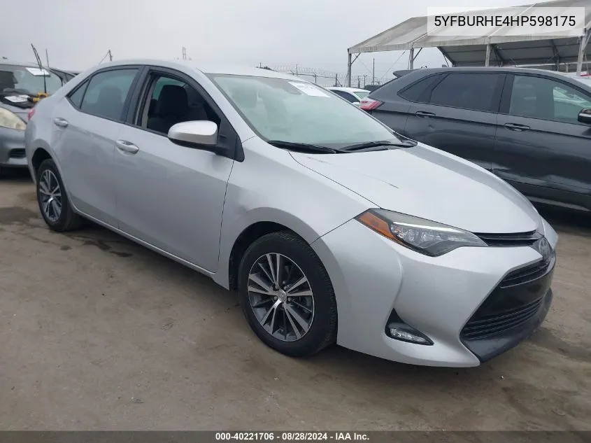 5YFBURHE4HP598175 2017 Toyota Corolla Le