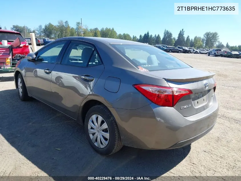 2017 Toyota Corolla Le Eco VIN: 2T1BPRHE1HC773635 Lot: 40229476