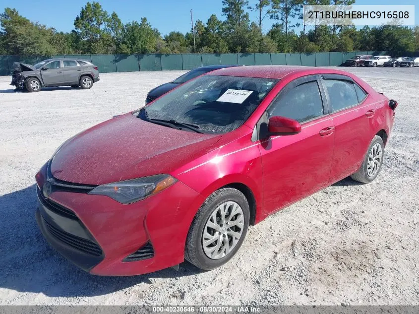 2017 Toyota Corolla Le VIN: 2T1BURHE8HC916508 Lot: 40230546