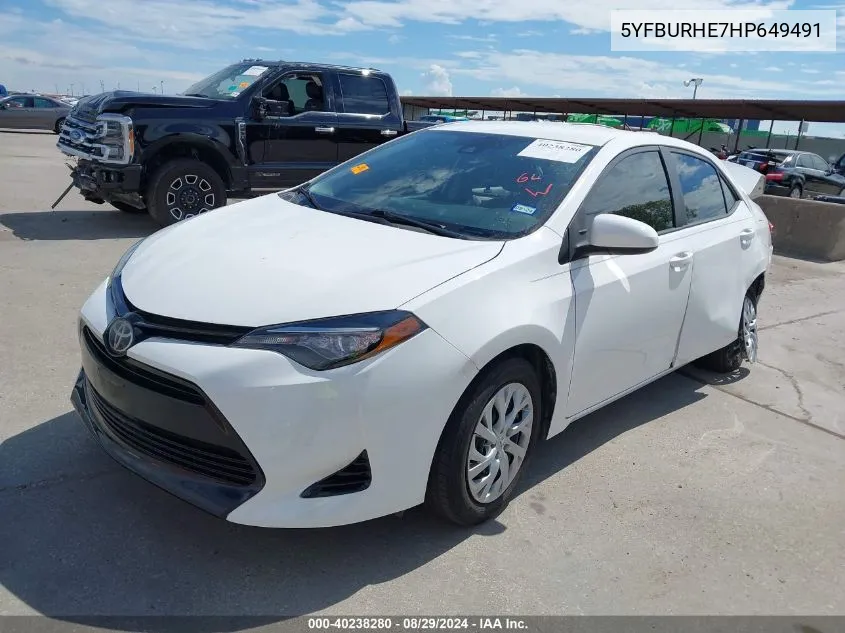 5YFBURHE7HP649491 2017 Toyota Corolla Le