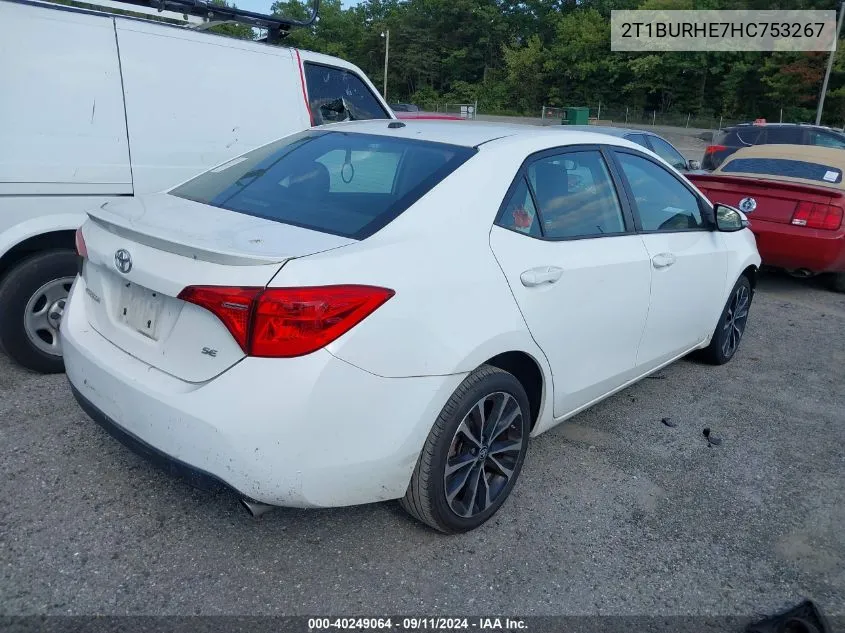 2017 Toyota Corolla Se VIN: 2T1BURHE7HC753267 Lot: 40249064