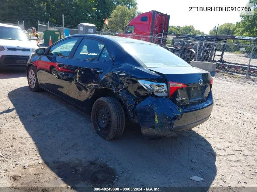 2017 Toyota Corolla Le VIN: 2T1BURHE0HC910766 Lot: 40249890