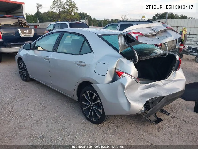 2017 Toyota Corolla Se VIN: 2T1BURHE5HC813417 Lot: 40251109