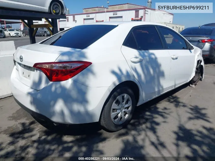 2017 Toyota Corolla L VIN: 5YFBURHE5HP699211 Lot: 40256221