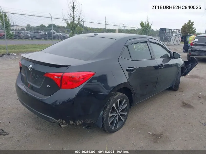 2017 Toyota Corolla L/Le/Xle/Se/Xse VIN: 2T1BURHE2HC840025 Lot: 40256303