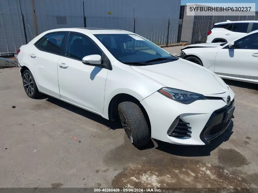 2017 Toyota Corolla Se VIN: 5YFBURHE8HP630237 Lot: 40260409