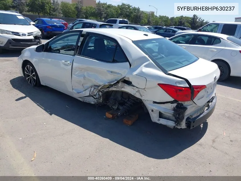 2017 Toyota Corolla Se VIN: 5YFBURHE8HP630237 Lot: 40260409