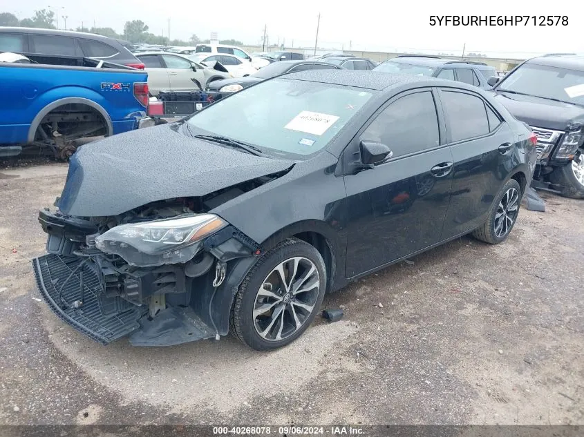 2017 Toyota Corolla Se VIN: 5YFBURHE6HP712578 Lot: 40268078