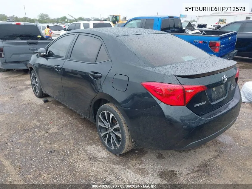 2017 Toyota Corolla Se VIN: 5YFBURHE6HP712578 Lot: 40268078