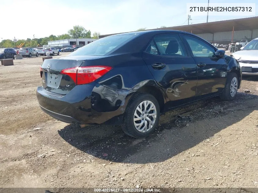 2017 Toyota Corolla Le VIN: 2T1BURHE2HC857312 Lot: 40275027