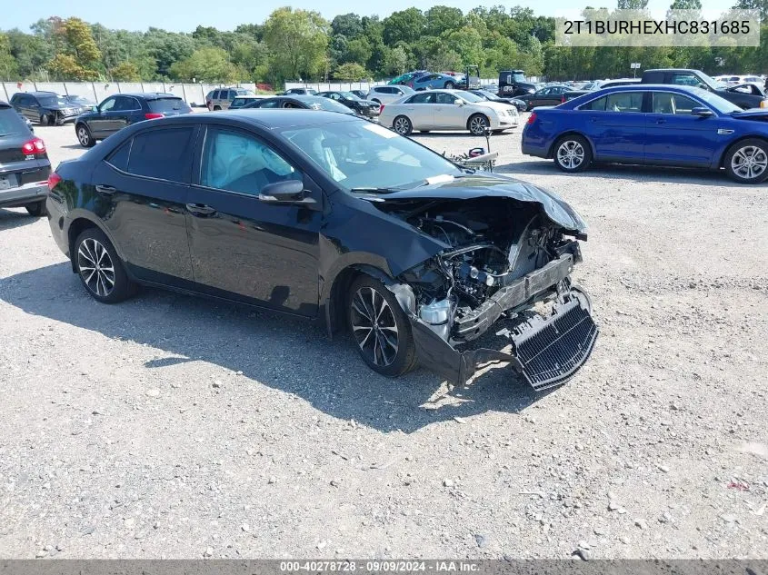 2017 Toyota Corolla Se VIN: 2T1BURHEXHC831685 Lot: 40278728