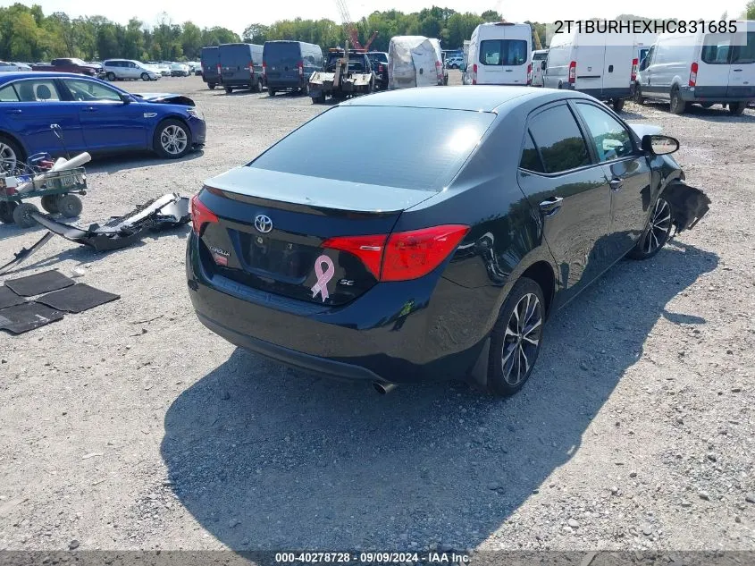 2017 Toyota Corolla Se VIN: 2T1BURHEXHC831685 Lot: 40278728