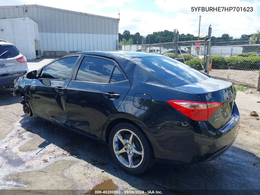 2017 Toyota Corolla Le VIN: 5YFBURHE7HP701623 Lot: 40280593