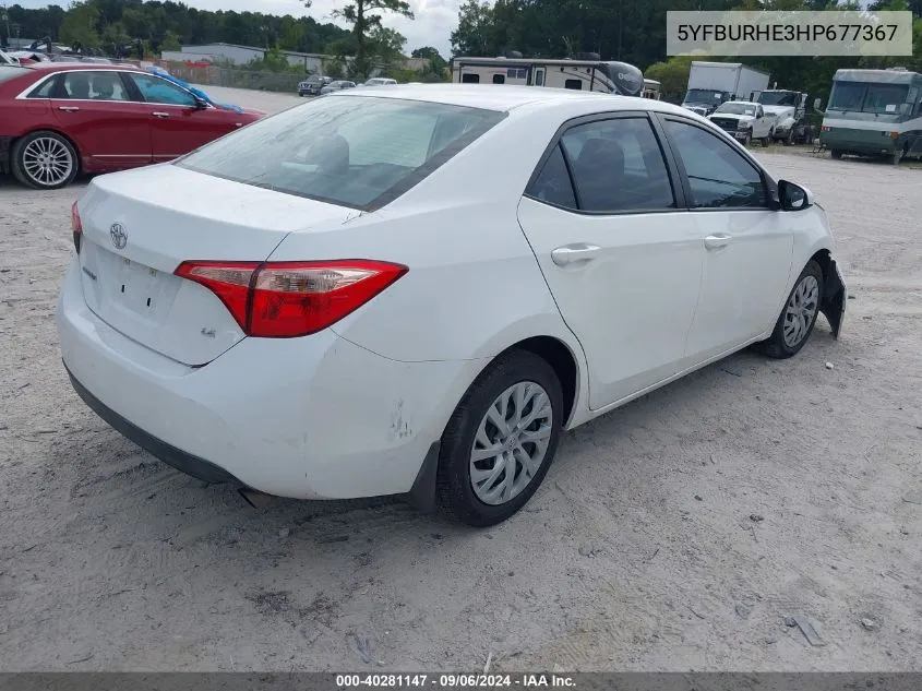 2017 Toyota Corolla Le VIN: 5YFBURHE3HP677367 Lot: 40281147