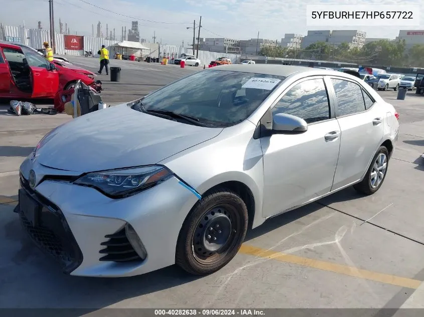 2017 Toyota Corolla Se VIN: 5YFBURHE7HP657722 Lot: 40282638