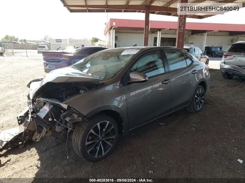 2017 Toyota Corolla Se VIN: 2T1BURHE5HC840049 Lot: 40283016