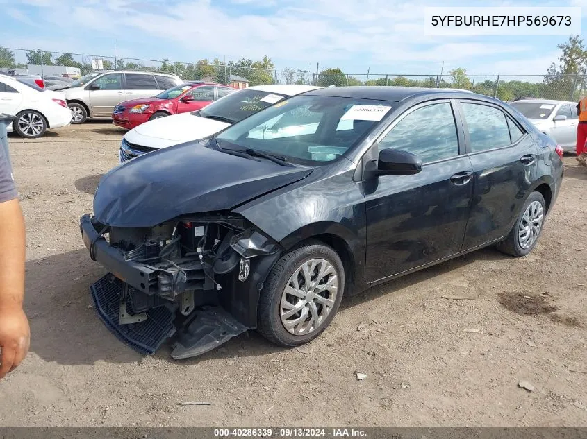 2017 Toyota Corolla Le VIN: 5YFBURHE7HP569673 Lot: 40286339