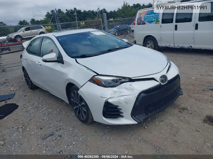 2017 Toyota Corolla Se VIN: 5YFBURHE2HP611991 Lot: 40292350