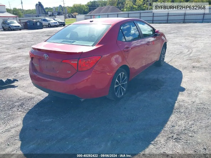 2017 Toyota Corolla Se VIN: 5YFBURHE2HP632968 Lot: 40292422