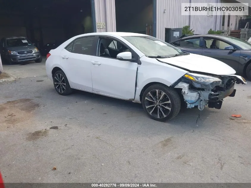 2017 Toyota Corolla Se VIN: 2T1BURHE1HC903051 Lot: 40292776