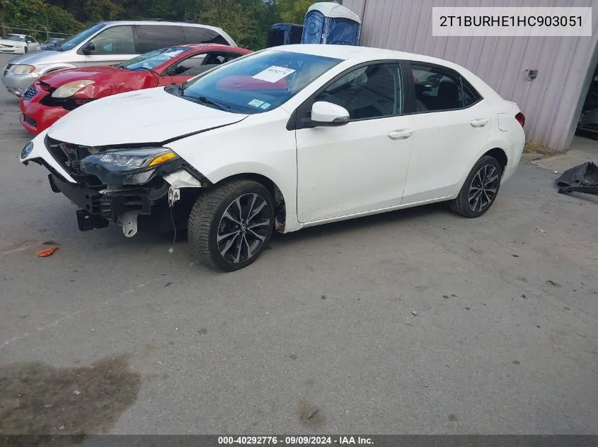 2017 Toyota Corolla Se VIN: 2T1BURHE1HC903051 Lot: 40292776