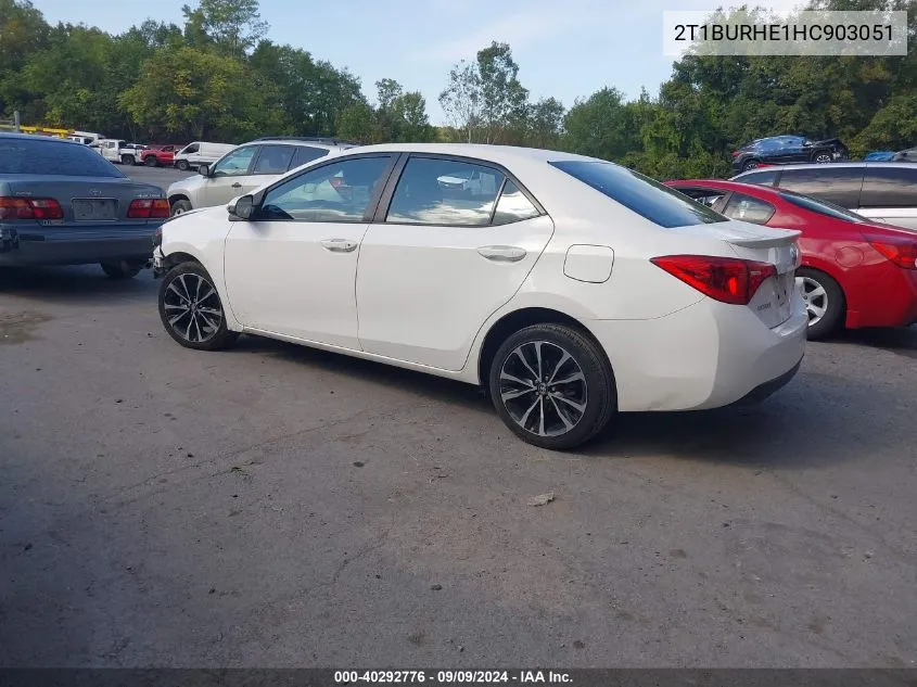 2017 Toyota Corolla Se VIN: 2T1BURHE1HC903051 Lot: 40292776