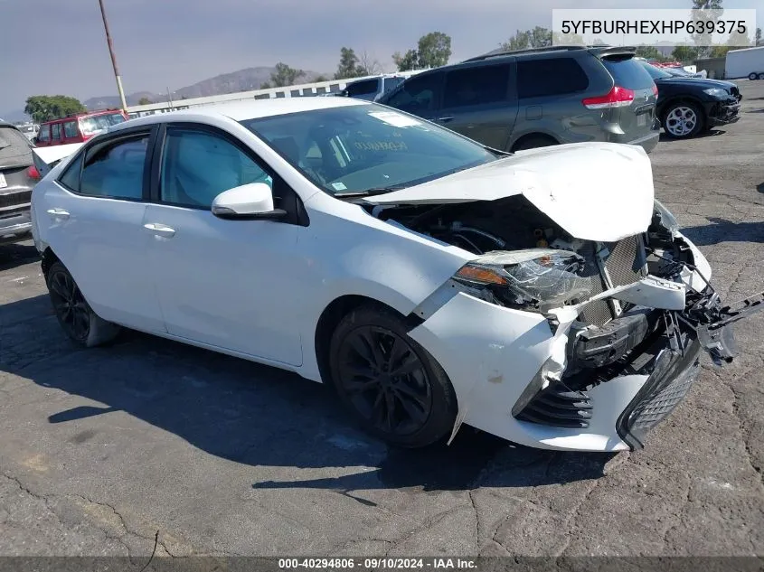 2017 Toyota Corolla Se VIN: 5YFBURHEXHP639375 Lot: 40294806