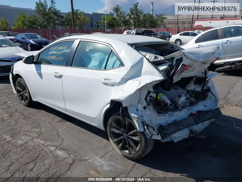 2017 Toyota Corolla Se VIN: 5YFBURHEXHP639375 Lot: 40294806