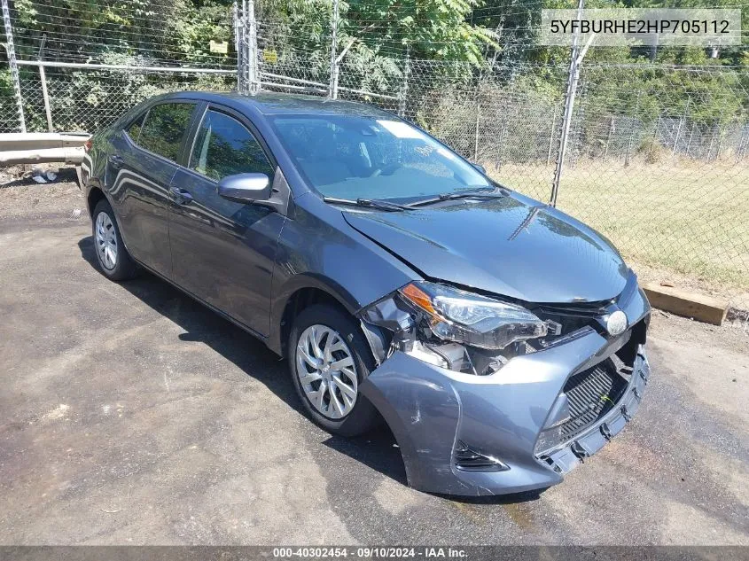 2017 Toyota Corolla Le VIN: 5YFBURHE2HP705112 Lot: 40302454