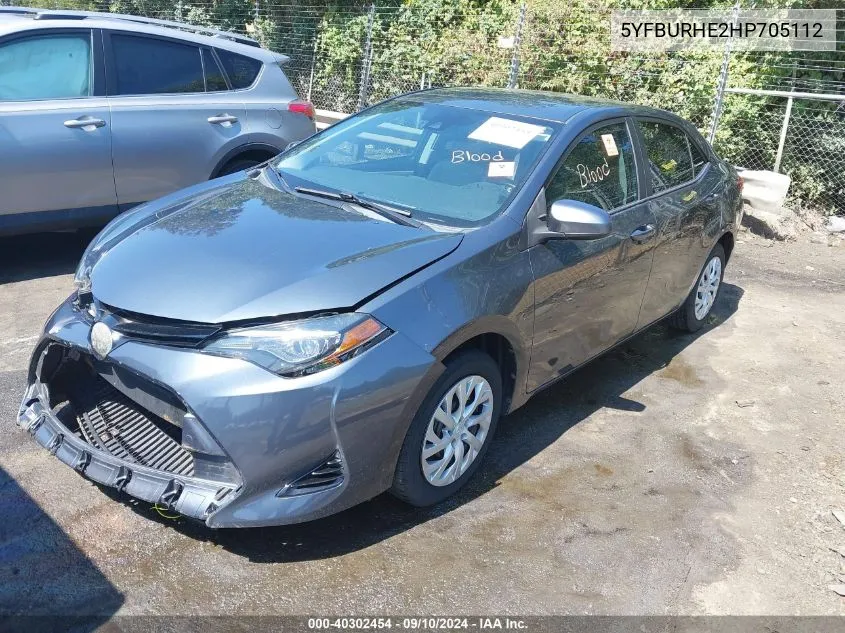 2017 Toyota Corolla Le VIN: 5YFBURHE2HP705112 Lot: 40302454