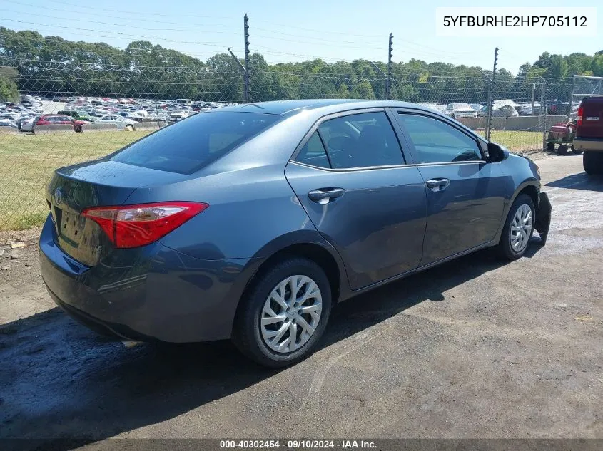 2017 Toyota Corolla Le VIN: 5YFBURHE2HP705112 Lot: 40302454