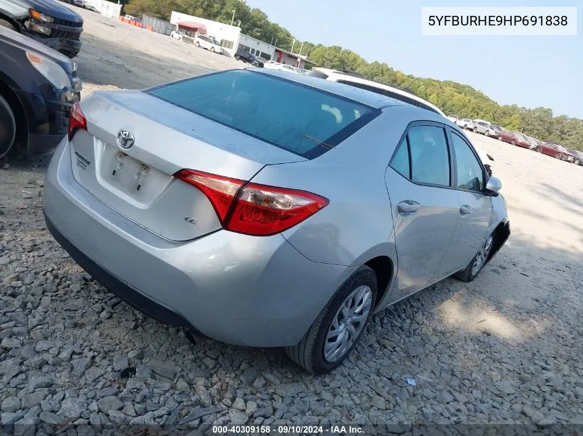 2017 Toyota Corolla L/Le/Xle/Se/Xse VIN: 5YFBURHE9HP691838 Lot: 40309158