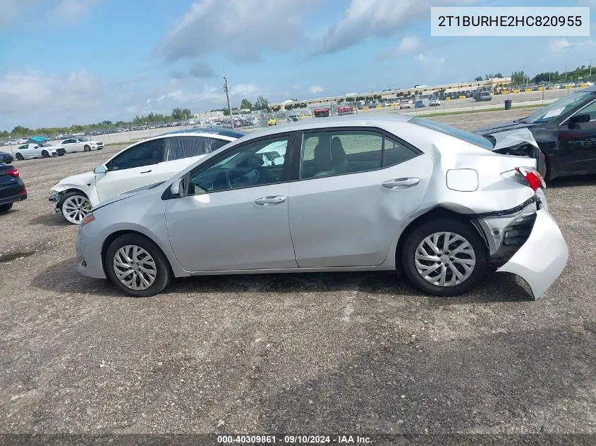 2017 Toyota Corolla L/Le/Xle/Se/Xse VIN: 2T1BURHE2HC820955 Lot: 40309861