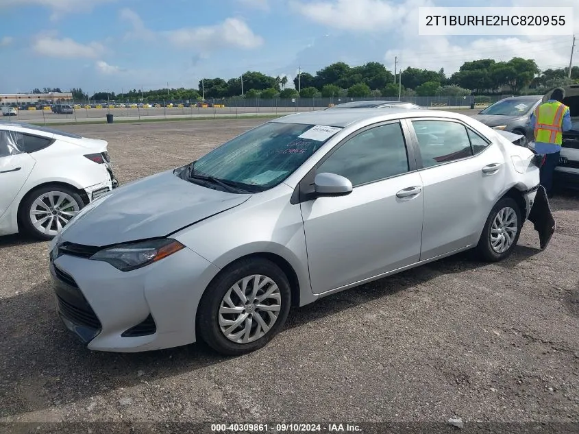 2017 Toyota Corolla L/Le/Xle/Se/Xse VIN: 2T1BURHE2HC820955 Lot: 40309861