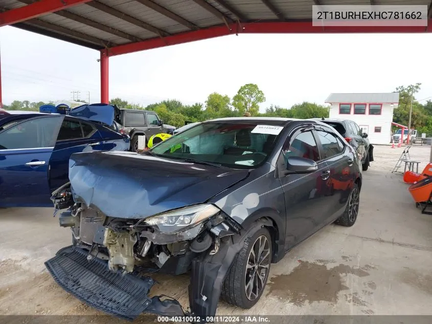 2017 Toyota Corolla L/Le/Xle/Se/Xse VIN: 2T1BURHEXHC781662 Lot: 40310012