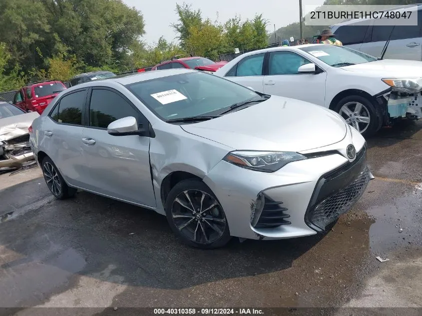 2017 Toyota Corolla Se VIN: 2T1BURHE1HC748047 Lot: 40310358