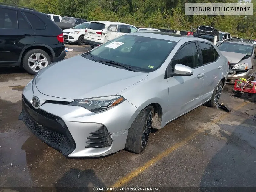 2017 Toyota Corolla Se VIN: 2T1BURHE1HC748047 Lot: 40310358