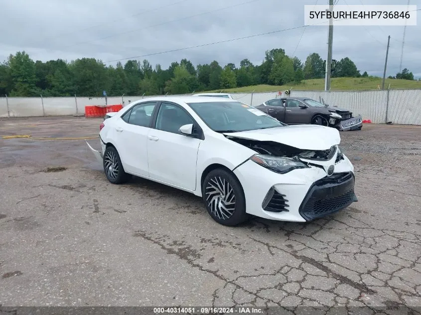 2017 Toyota Corolla Se VIN: 5YFBURHE4HP736846 Lot: 40314051