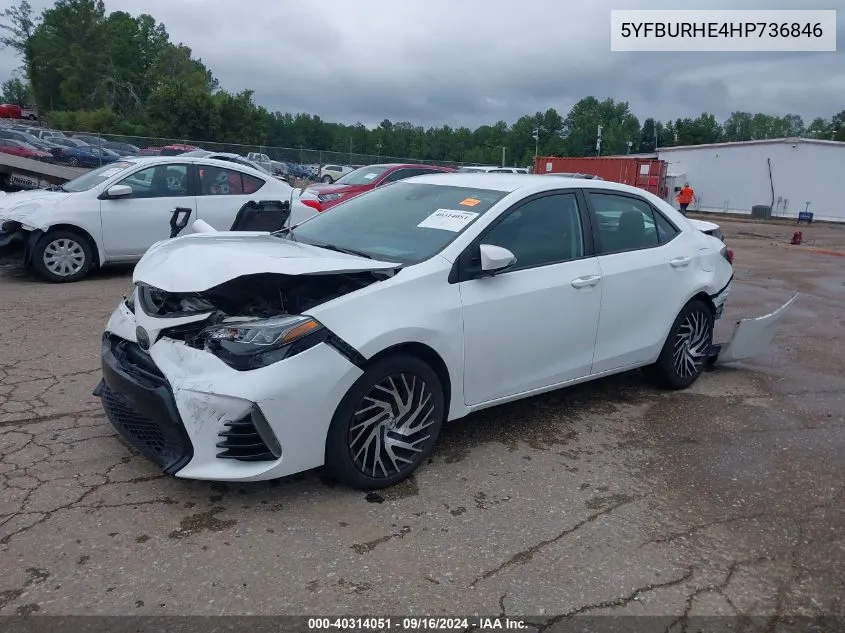 2017 Toyota Corolla Se VIN: 5YFBURHE4HP736846 Lot: 40314051