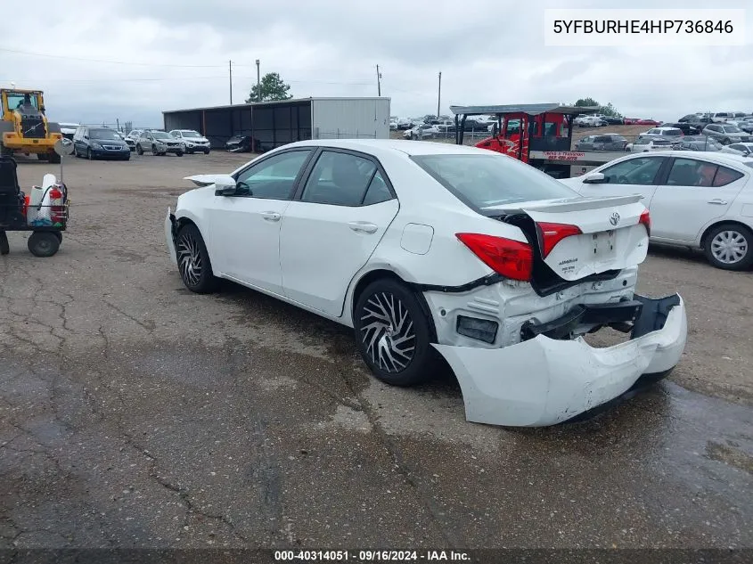 2017 Toyota Corolla Se VIN: 5YFBURHE4HP736846 Lot: 40314051