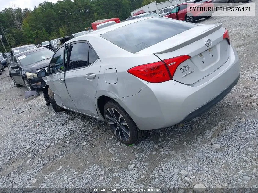 2017 Toyota Corolla Se VIN: 5YFBURHE8HP576471 Lot: 40315488