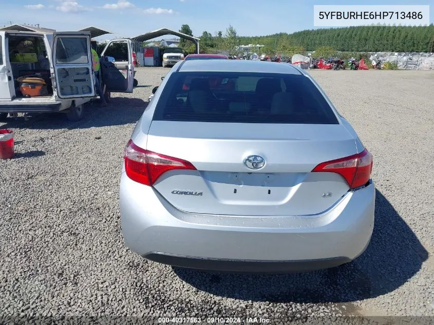 2017 Toyota Corolla Le VIN: 5YFBURHE6HP713486 Lot: 40317563