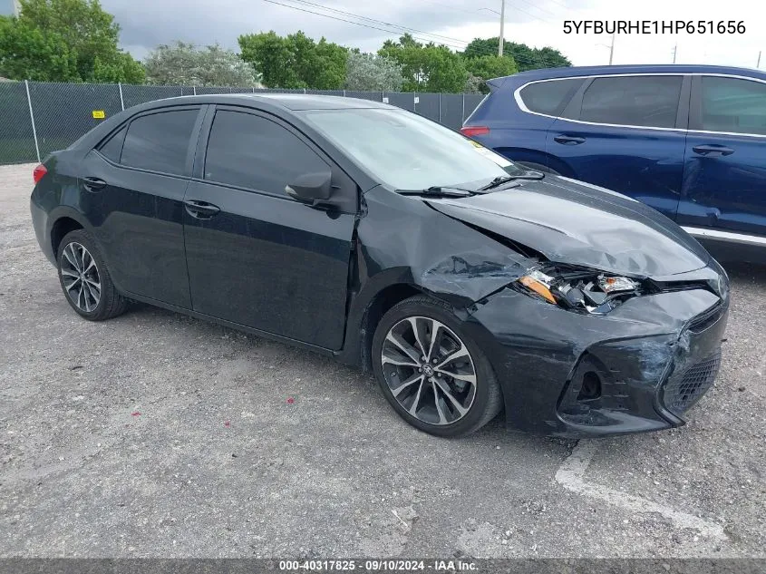 2017 Toyota Corolla Se VIN: 5YFBURHE1HP651656 Lot: 40317825