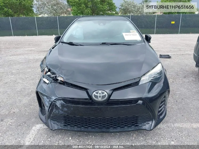 2017 Toyota Corolla Se VIN: 5YFBURHE1HP651656 Lot: 40317825