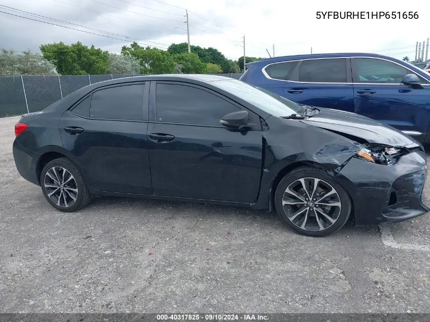 2017 Toyota Corolla Se VIN: 5YFBURHE1HP651656 Lot: 40317825