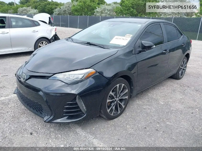 2017 Toyota Corolla Se VIN: 5YFBURHE1HP651656 Lot: 40317825