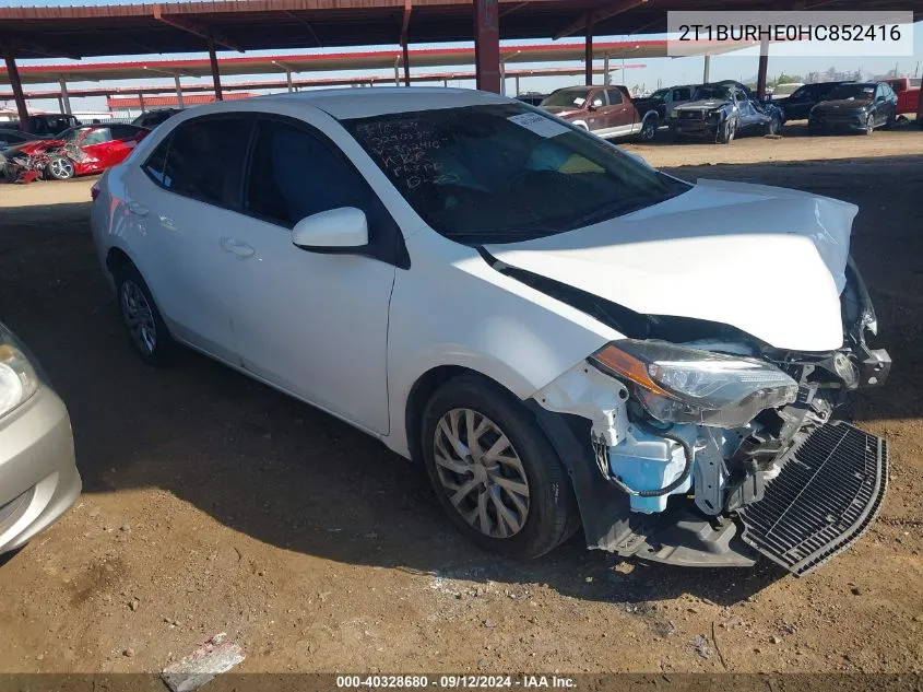 2017 Toyota Corolla L/Le/Xle/Se/Xse VIN: 2T1BURHE0HC852416 Lot: 40328680