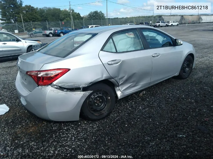 2017 Toyota Corolla L VIN: 2T1BURHE8HC861218 Lot: 40330172